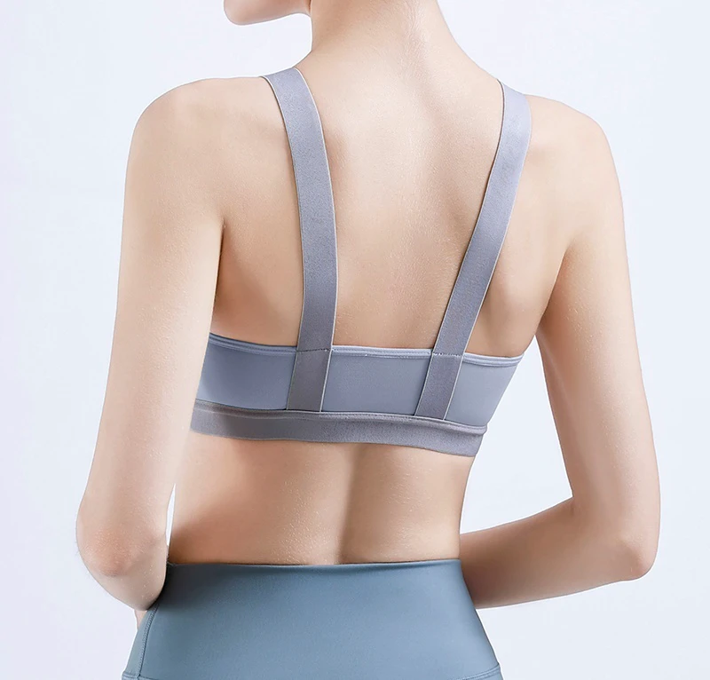 Seamless U-Neck High Elastic Wide Shoulder Straps Sports Bra with Removable Pads Medium Support Yoga Bra