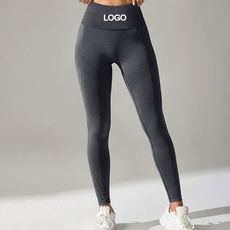 Custom LOGO Seamless Brushed High Waist Peach Butt Leggings Moisture Wicking Running Fitness Yoga Workout Pants