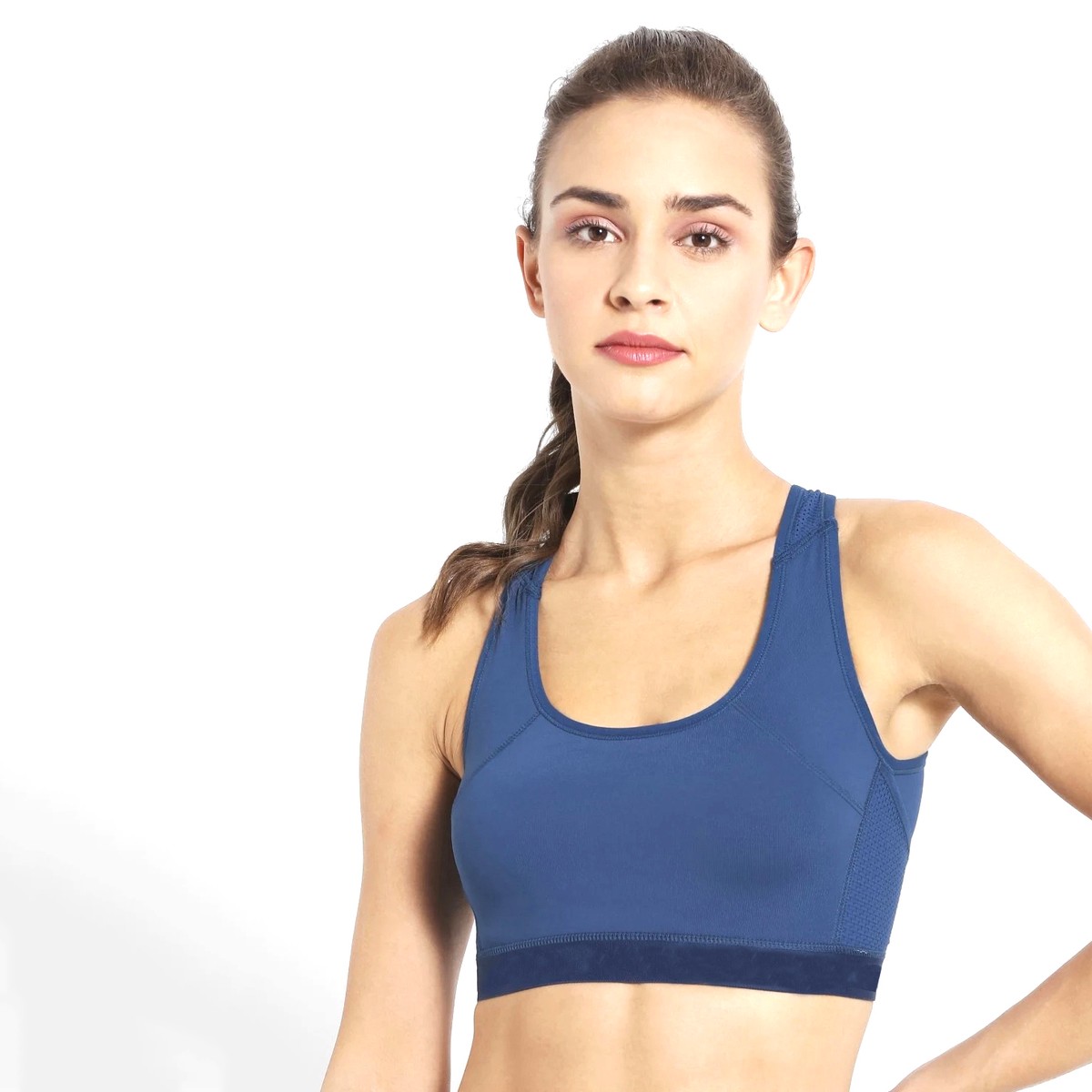 Women's Plus Size Slim Fit Sports Bra With Front Logo Breathable & Eco-Friendly Adjustable Straps for Daily Workout Fitness