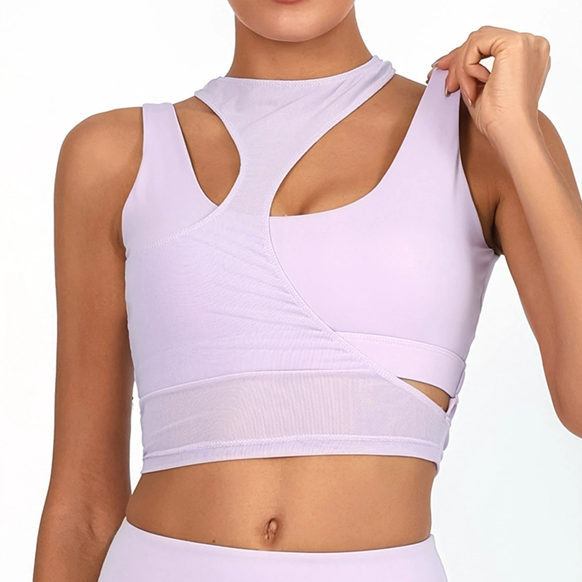 Women Plus Size Simple Running Sports Bra High Support Front Quick Dry Breathable Mesh Insert Stretch Yoga Activewear Top