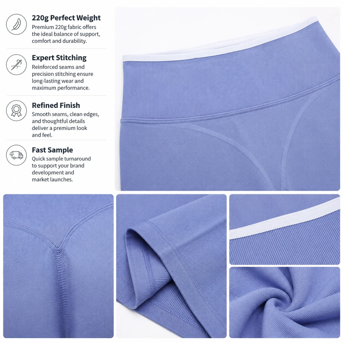 Print On Demand Sweat-wicking Fabric Contrast Trim Seamless Scrunch Shorts Women High Waist Compression Yoga Shorts Gym Wear