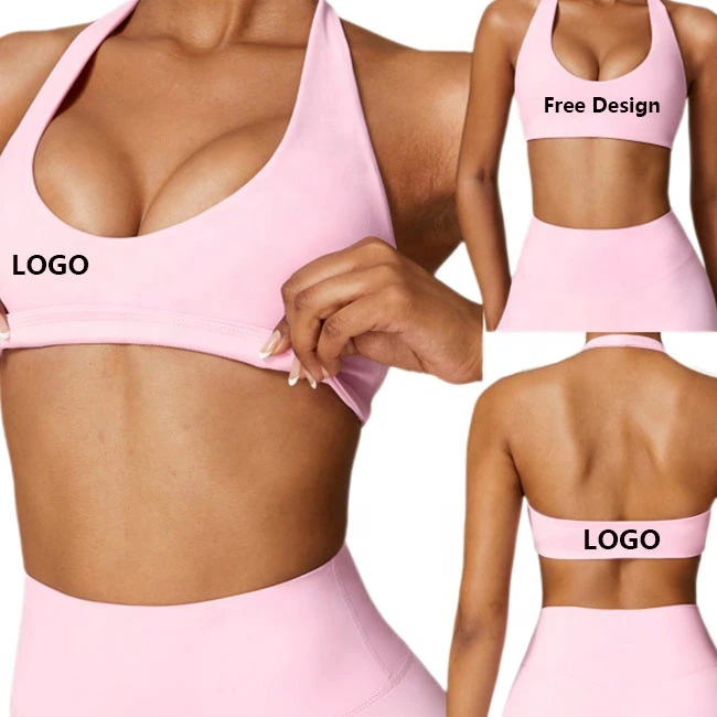 Halter Neck Summer Sexy Running Shockproof Beautiful Back Yoga Bra Fitness Top High Support Sports Bra for Women