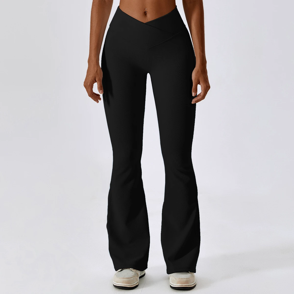 Women's Cross High Waist Yoga Flared Pants Women's Dance Sports Wide Leg Casual Hip Lifting Fitness Full Length Tummy Control