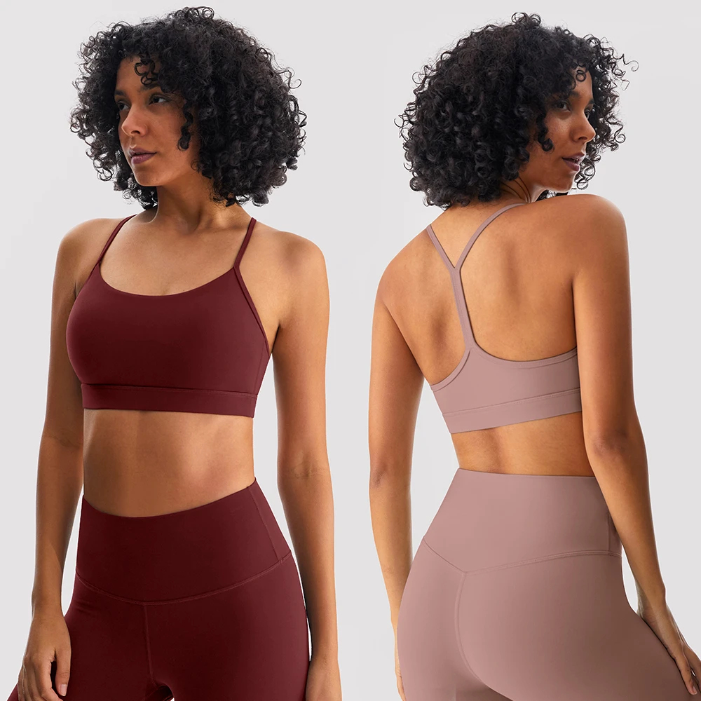 Lu Multi-color Nude Yoga Wear Back Pilates Sports Underwear Women Fitness Running Workout Straps Crossed Sexy Bra Plus Size