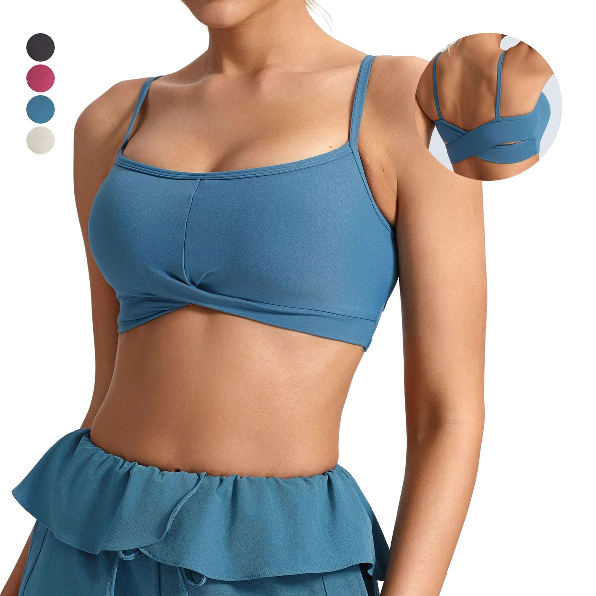 Women's Lightweight Breathable Yoga Bra Twist Front Crisscross Back High Support Soft Fitness Wear for Running