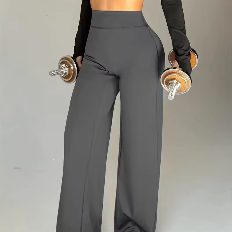 C8132Hot-selling Women's Solid High Elastic Waist Tummy Control Yoga Leggings Breathable Soft Skin-friendly Loose Fit Full
