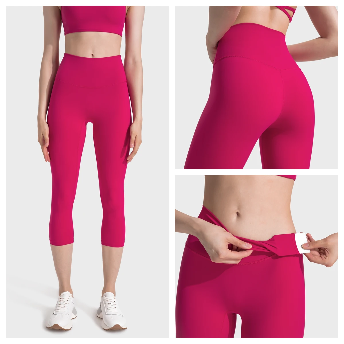 YNSEA OEM Compressing Comfy Workout High Waist Cropped Leggings Inside Pocket High Elasticity Gym Fitness Sport Pants Leggings