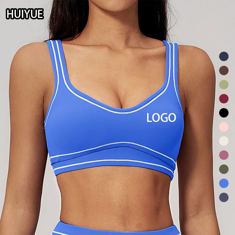 Women Sports Bra Wide Strap Color Blocking Medium Support Wireless Comfort Workout Yoga Gym Fitness Breathable Lightweight