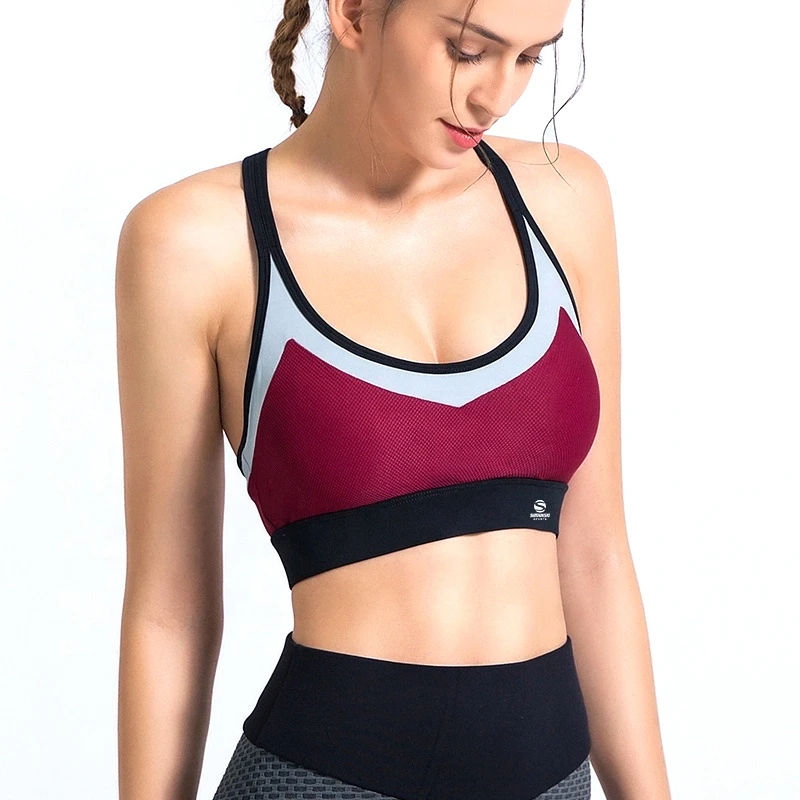 Women's Lightweight Breathable Compression Running Bra High Quality Fitness Sport Bra with Adjustable Straps
