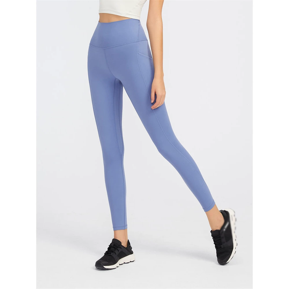 Women's High-Waisted Buttery Soft Spandex/Polyester Knitted Yoga Pant Breathable Casual Sport Side Pockets Light Medium