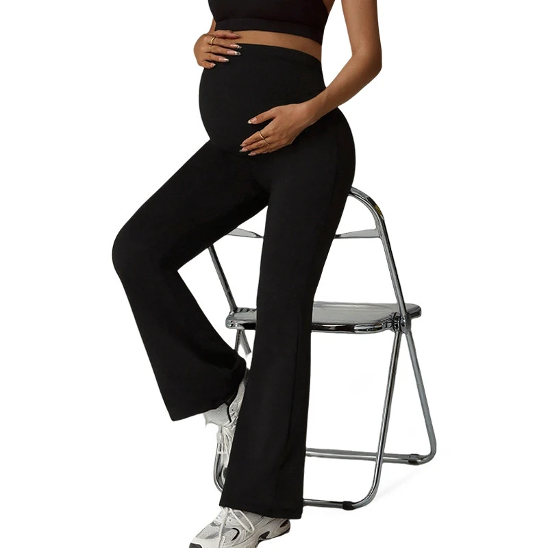3057 Europe and United States Autumn Winter New Pregnant Women's Flared Pants High Waist Belly Hip Leggings for Maternity