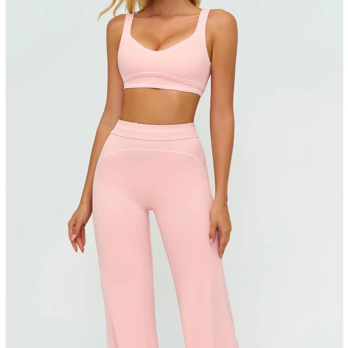 New Arrival Women's High Waist Yoga Pants Loose Wide Leg Ankle-Length Tummy Control Fitness Style Solid Pattern Elastic Waist