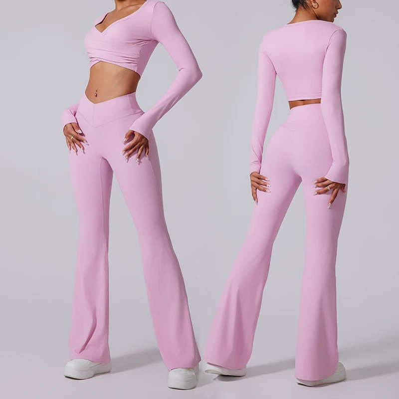 Women's Long-Sleeve Yoga Set for Autumn & Winter, Full Coverage Slimming 2-Piece Activewear