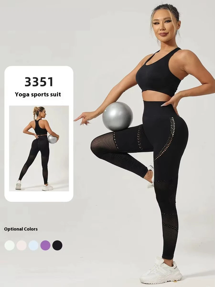 Under Lulu Custom High Waist Hip Yoga Pants with Sports Top Women's New Fitness Two-Piece Suit Breathable Plus Size Available