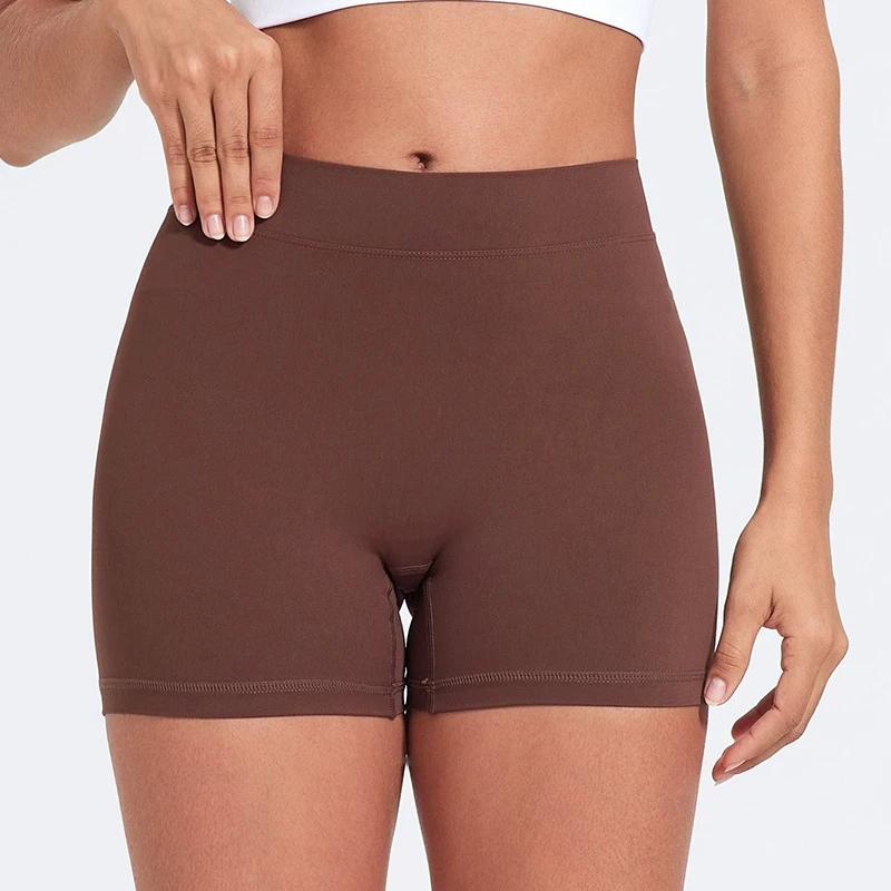 Solid Color Soft Women Fitness Sports Short Leggings Back Waist Scrunch Comprehensive Training Jog High Waist Yoga Short