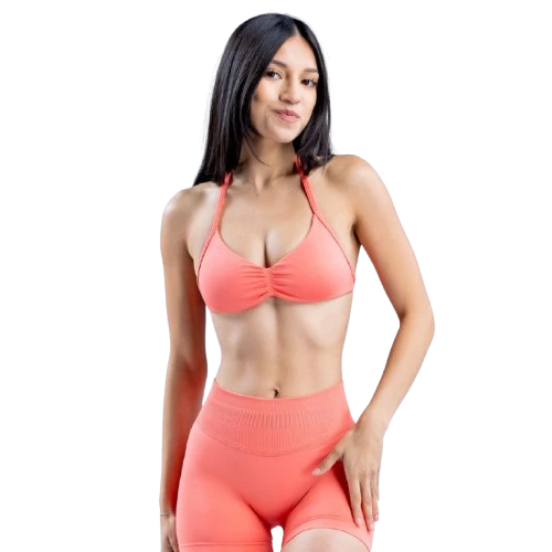 Latest Simple U-NECK High Support Anti-Bacterial 100% Nylon Sports Bra Front Printed Fitness Yoga Training Wear for Women