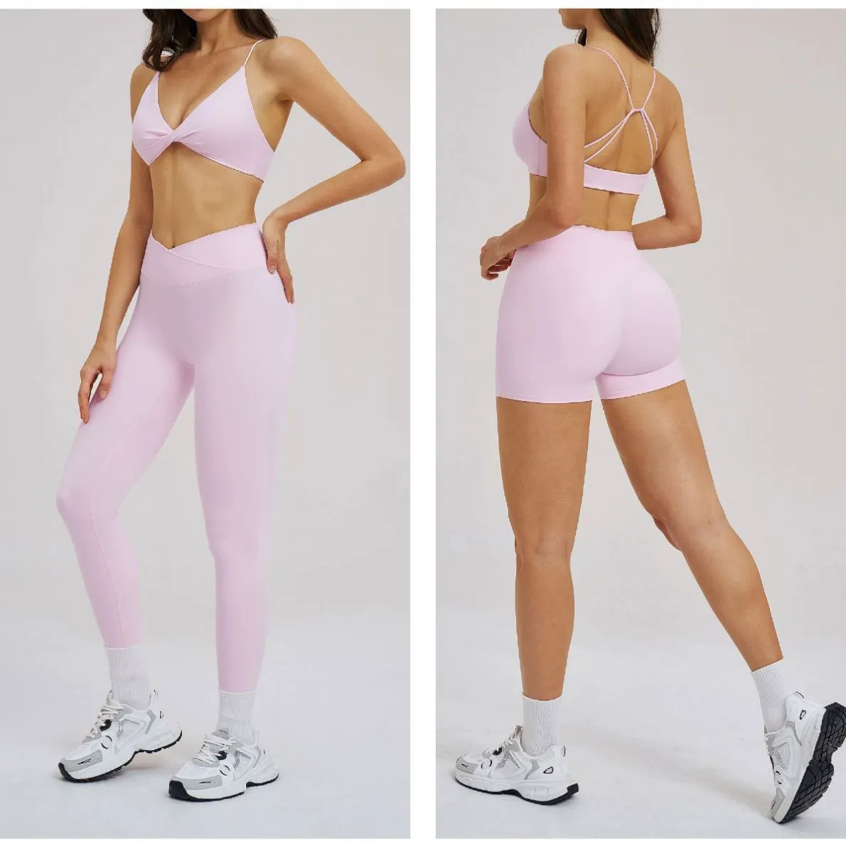 Women's Workout V-Neck Thin Strap Sports Bras Back Cross Fitness Backless Yoga Bra Breathable Exercise and Fitness Underwear