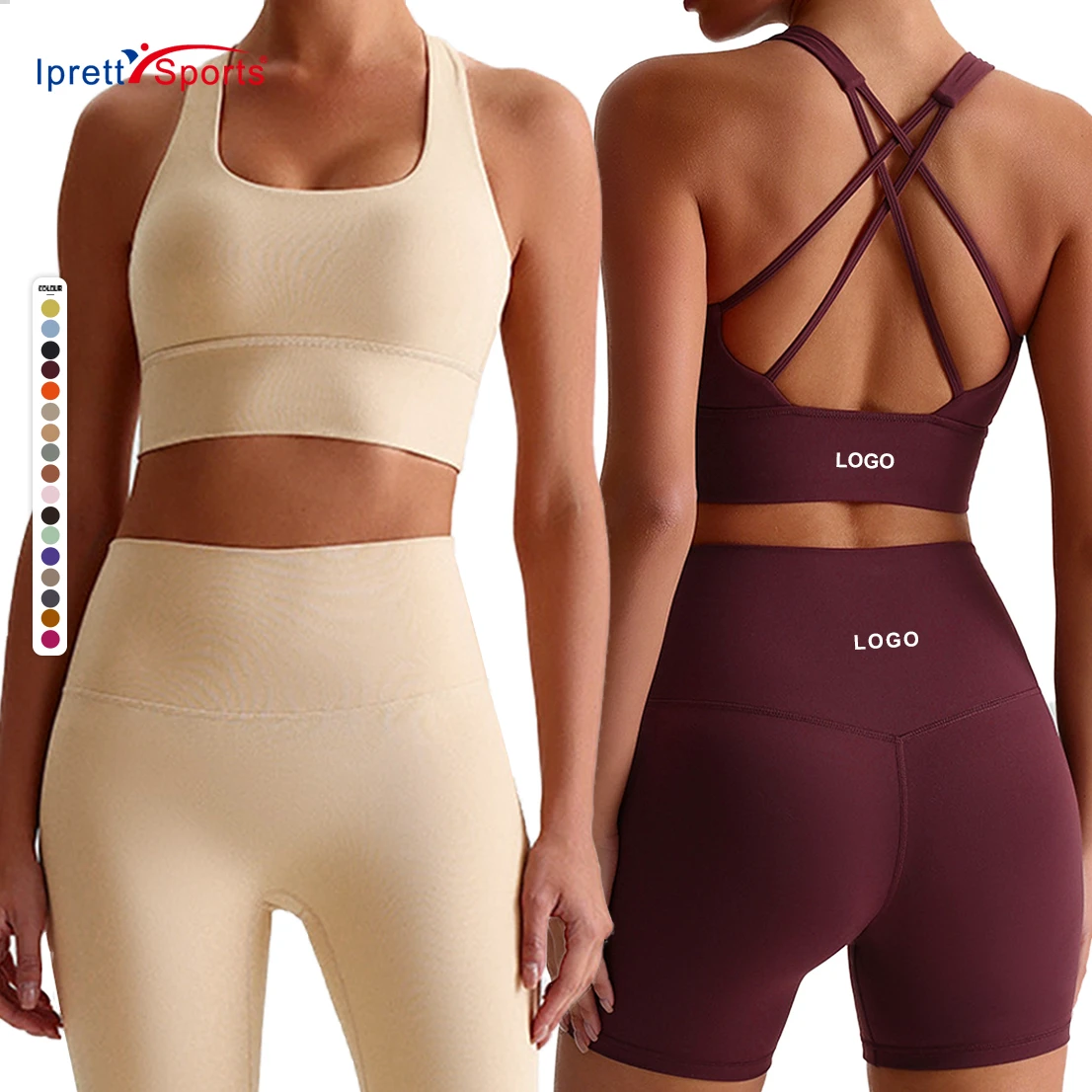 Hot Sale High Support Square Neck Sports Bra Cross Back Yoga Fitness Bra Custom Logo Push up Gym Active Bra Tops for Women