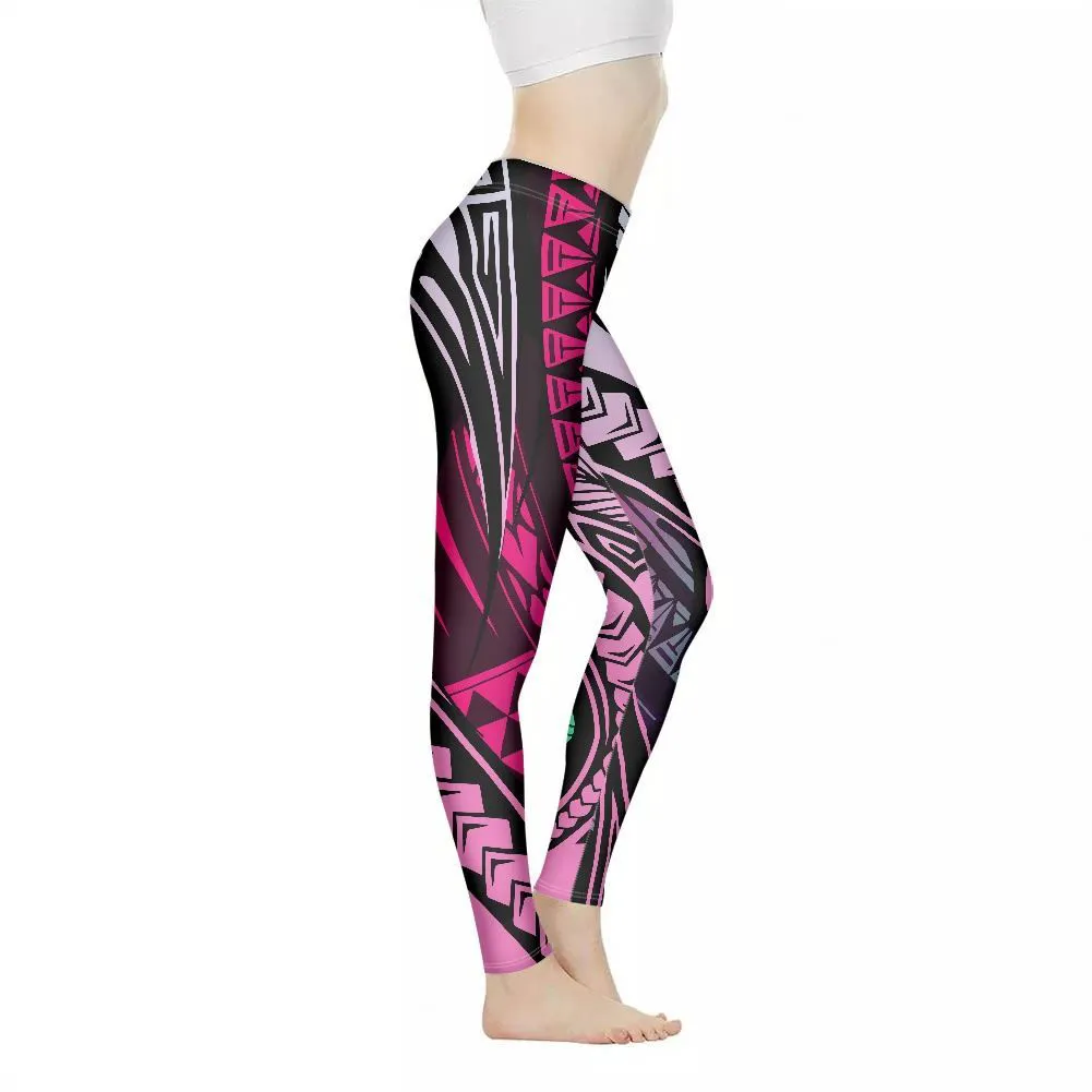Womens Fitness Leggings Tribal Pattern Polynesian Tattoo Pattern High Waist Yoga Pants Tummy Control Sport Workout Running Yoga