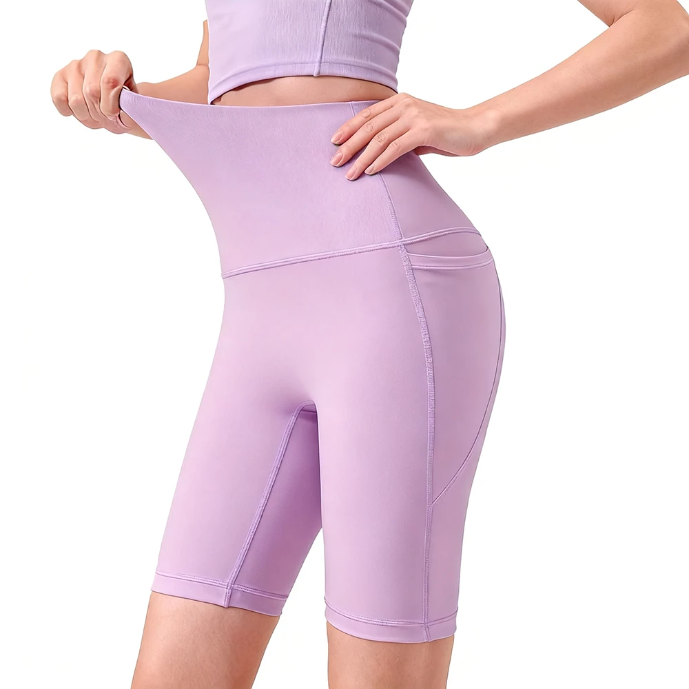 Custom Made Women's High Waisted Solid Workout Shorts with Side Pockets Slim Fit Breathable Yoga Pilates Casual Daily Wear