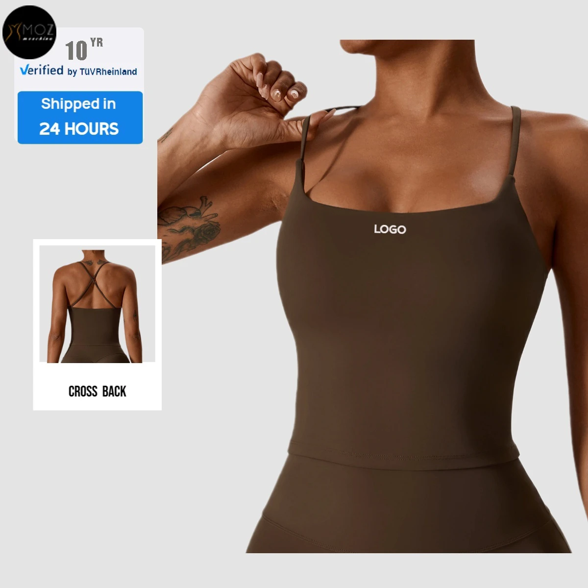 Beautiful Breathable Lightweight Women's Yoga Tank Top Sports Bra Running Fitness Workout Shirt Front Logo for Running Fitness