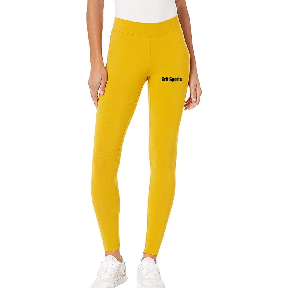 Best Selling High Quality Women Solid Mid Leggings Workout Wear Breathable Eco-Friendly Fabric Custom Logo Printing Elastic
