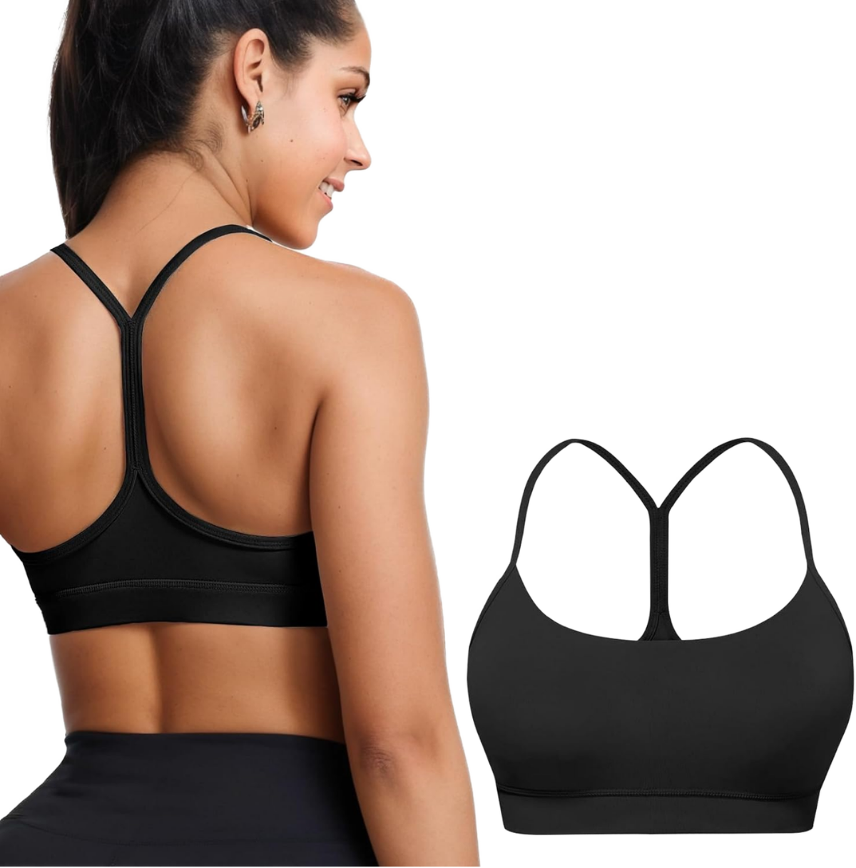 Thin Strap Y Back Sports Bra, Medium Support Buttery Soft Workout Yoga Crop Tank Top