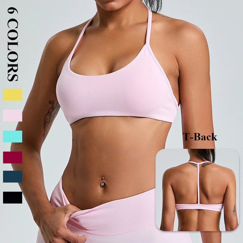 New Trend Women's T-back Seamless Nylon Sports Yoga Bra Lightweight Eco-friendly Quick Dry Shockproof Reversible Fitness Xl