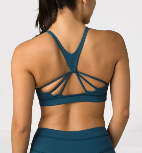 OEM Padded Strappy Backless Crop Sports Bra Crisscross Back Light Support Underwear With Removable Cups Blank Plain Yoga Bra