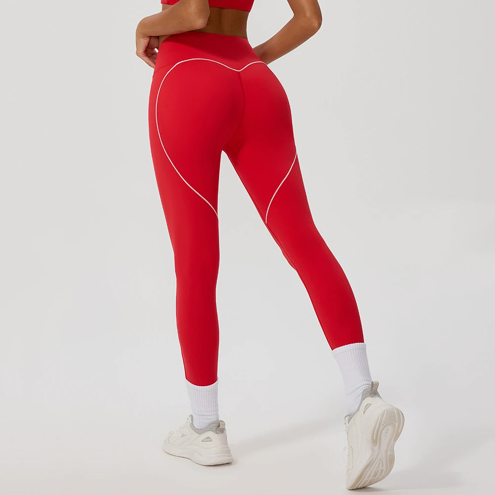 High Waist Color Block Naked Sensation Running Leggings Tummy Control Yoga Pants for Women Plus Size Sports Wear