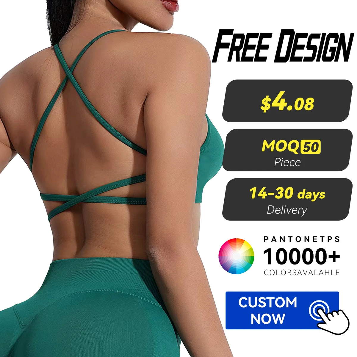 Wholesale Custom Women's Quick Dry Breathable Activewear Beautiful Back Yoga Bra Lightweight Soft Compression Sports Bra