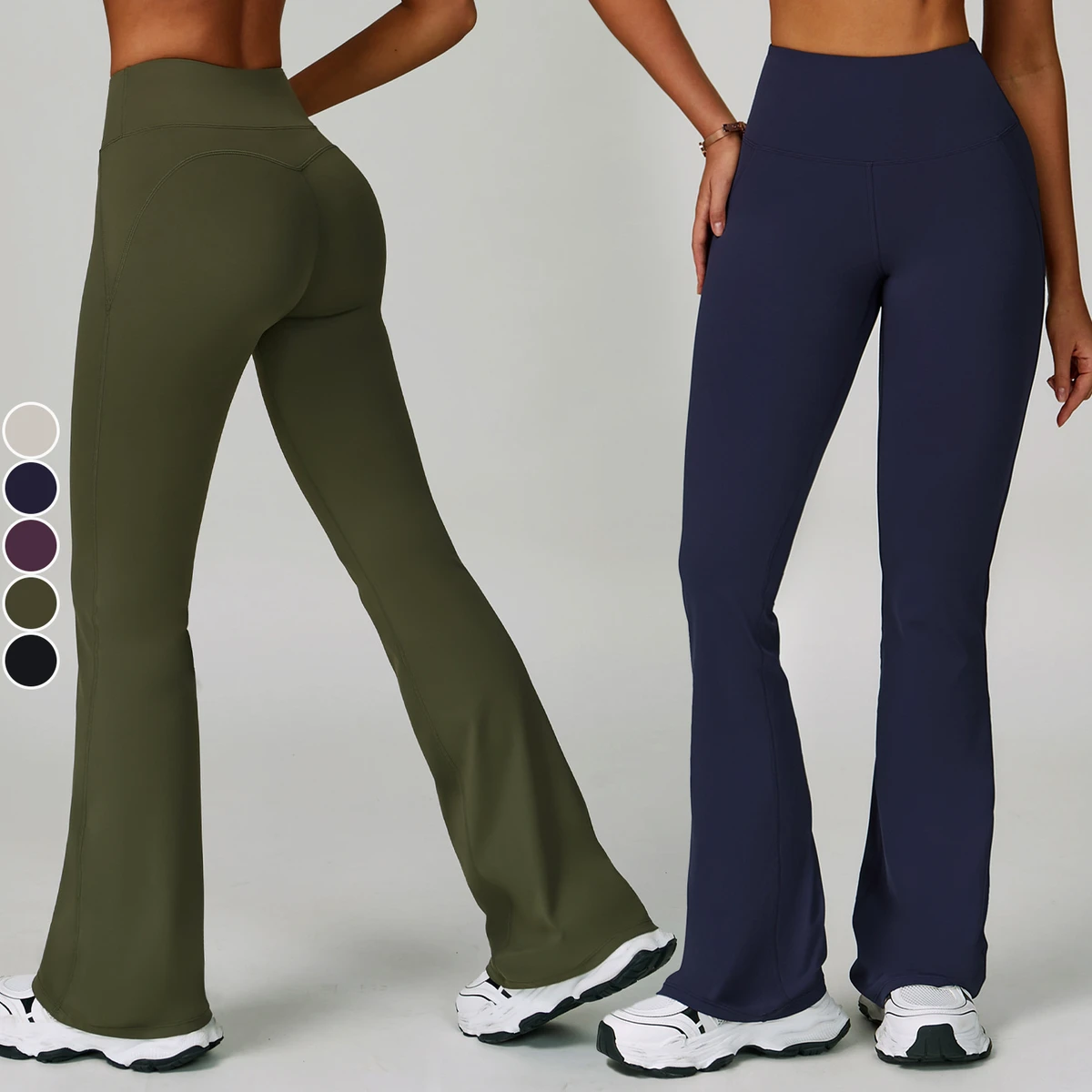 Custom Logo Women High Waist Yoga Bell-Bottoms Sports Yoga Pants Breathable Running Workout Casual Tight Gym Flared Pants