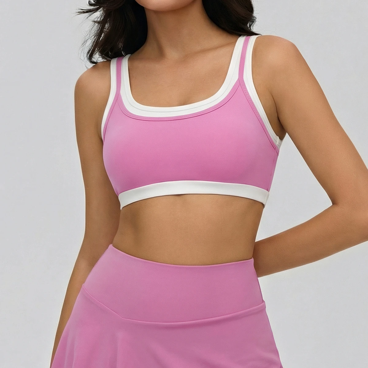 Hot Selling Women Removable Pads Sports Bra Naked Feel Color Block Two-Piece Yoga Top Workout Fitness Pilates Athletic Tank Tops