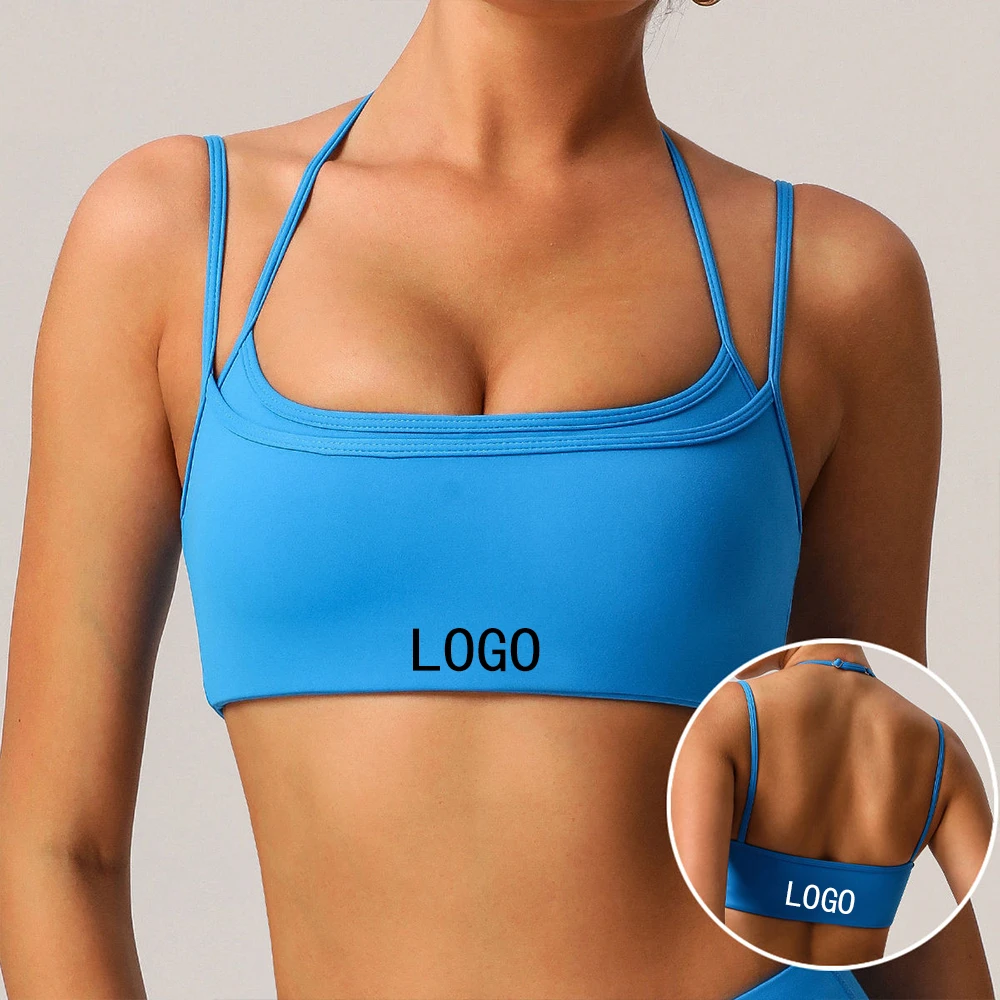 Custom Women's High Support Quick Dry Sports Bra High Stretch 2-in-1 Design Yoga Bra for Fitness Yoga Training Running