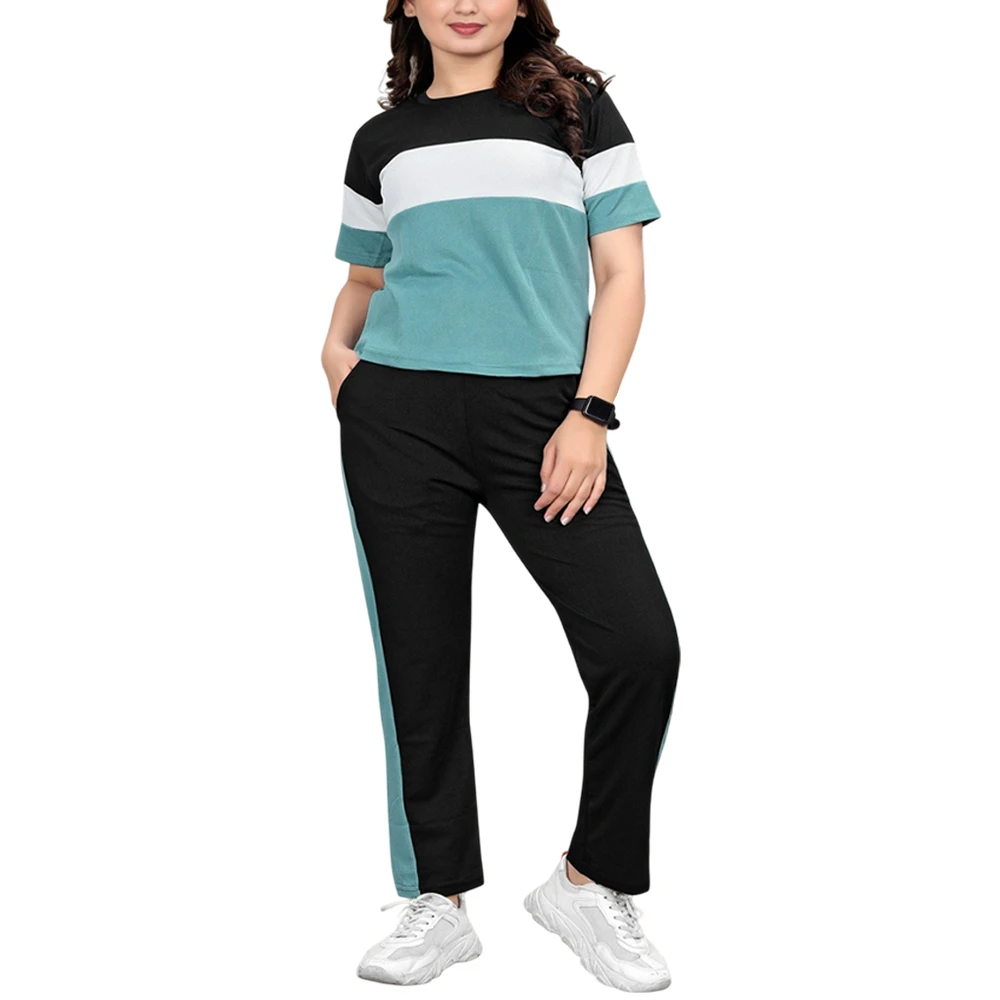 New Design Summer Tracksuit For Ladies Hot Sale Stylish Street Wear Two Piece Half Sleeve T Shirt And Trouser Set In Low MOQ