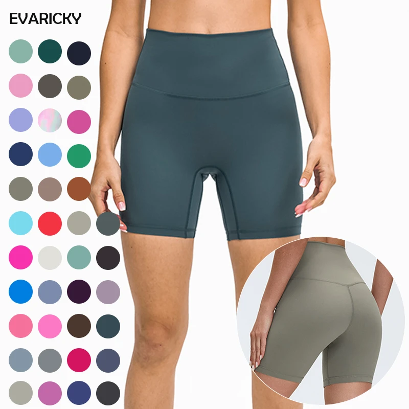 EVARICKY High Waist Elastic Yoga Wear Spandex Custom Logo Women's Running Biker Shorts Women's Workout Gym Butt Lift Yoga Shorts