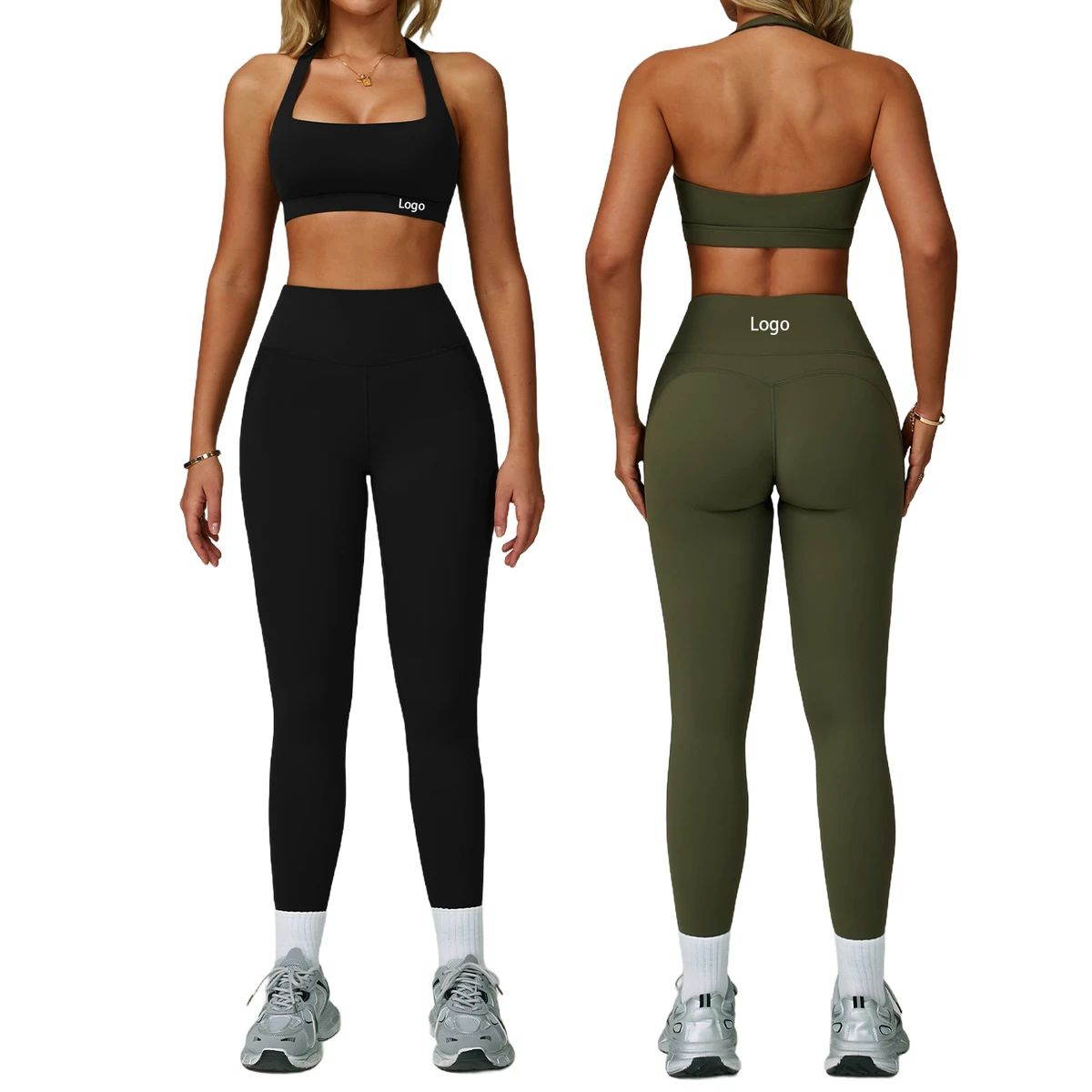 Hot Selling Backless Yoga Set with Halter Neck Form-Fitting Quick-Dry Fitness Wear High-Intensity Workout Set for Women