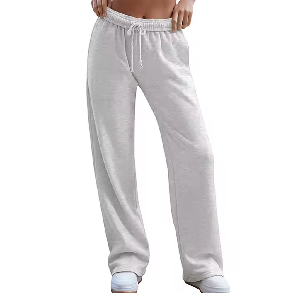 High Quality Wide Leg Loose Fit Women Jogger Custom Logo Fitness Wear 80%Cotton 20% Polyester Anti-shrink Women's Pants
