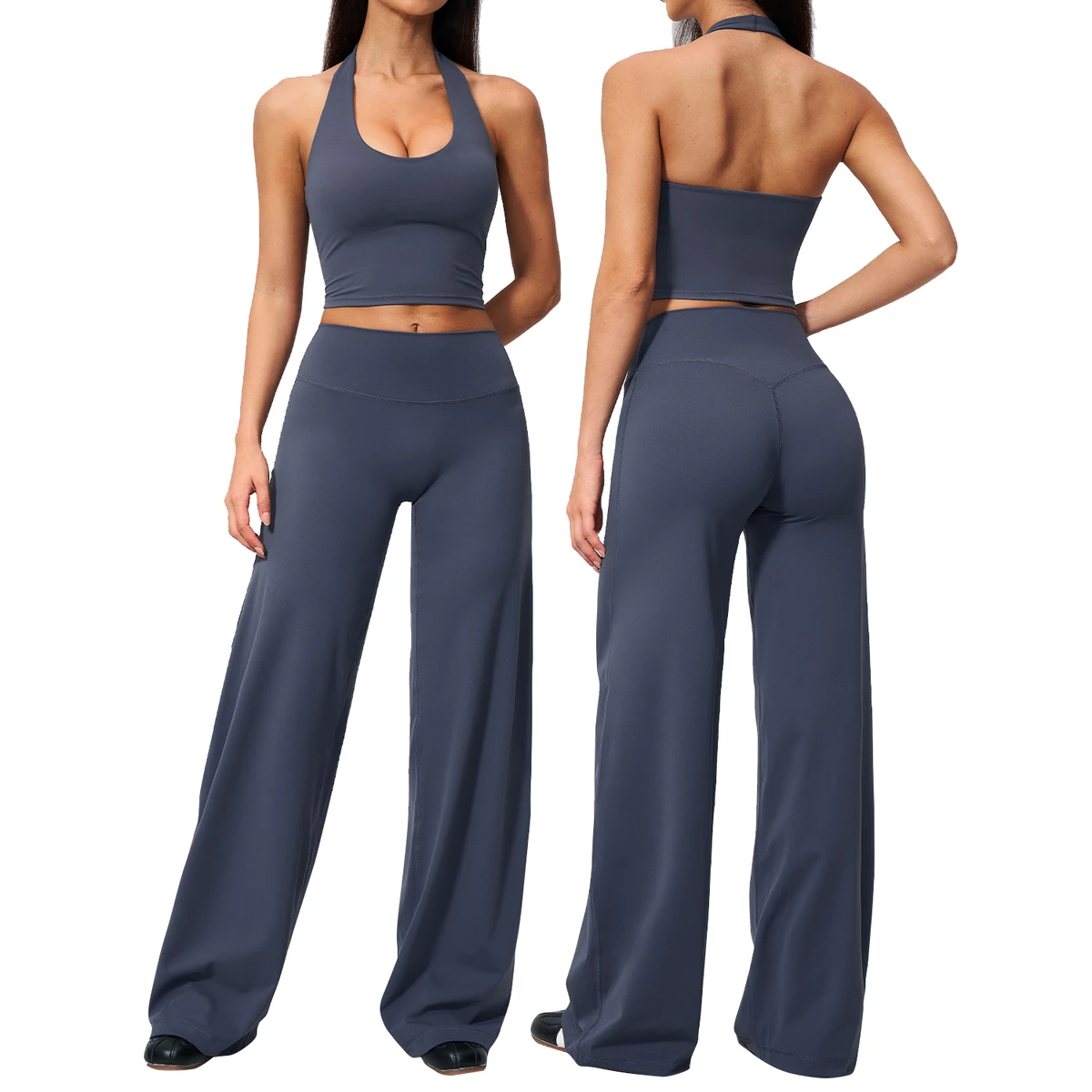 Cross-Border Solid Breathable Yoga Suit Stand Neck Slim Shorts Two-Piece Set for Outdoor Running Training Fitness