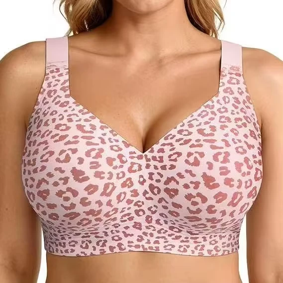 Wholesale Lady Plus Size Ultra Thin New Design Bra Leopard Big Cup Lady Bra Sexy Wirefree Big Size Lace Seamless Bra For Women
