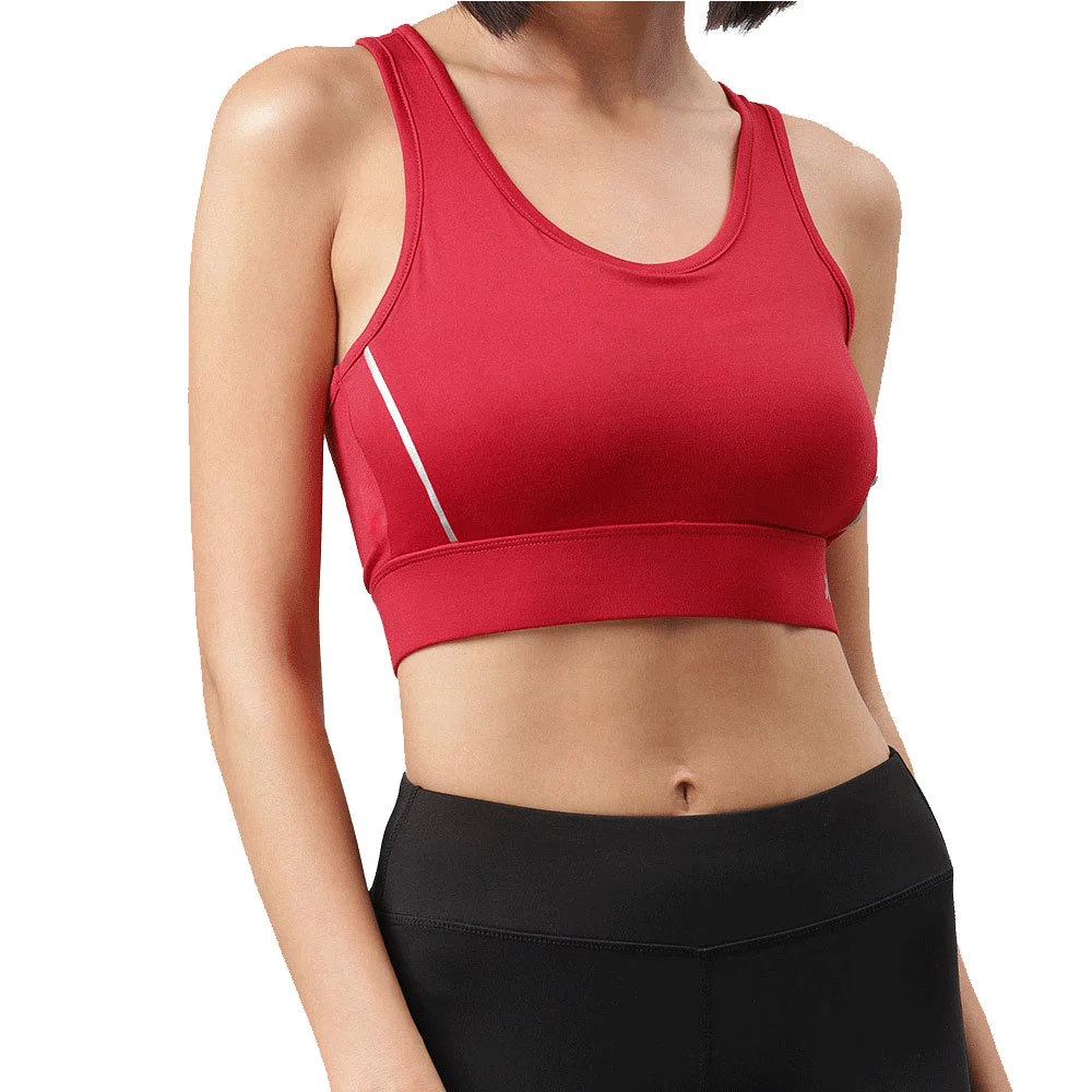 Women's High Quality Breathable Eco-Friendly Sports Bra with Front Logo High Support Spandex/Nylon Fitness Workout Wear