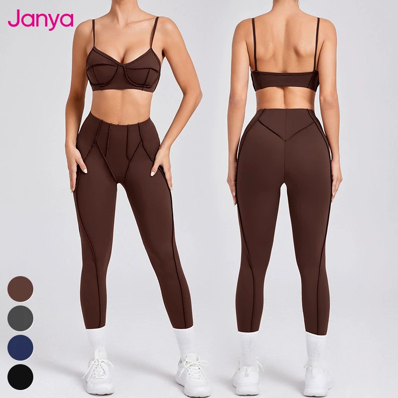Wholesale New Activewear Splicing Design Sports Bra Leggings 2 Piece Suit Custom Logo Workout Wear Yoga Set Gym Fitness Sets