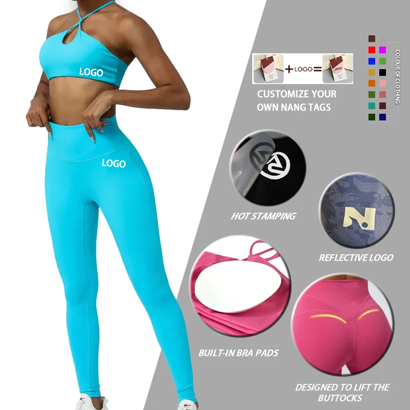 2025 New High Elastic Hip Lifting Abdomen Sexy Sports Yoga Crop Tops and Fitness Leggings 2 Piece Sets for Women