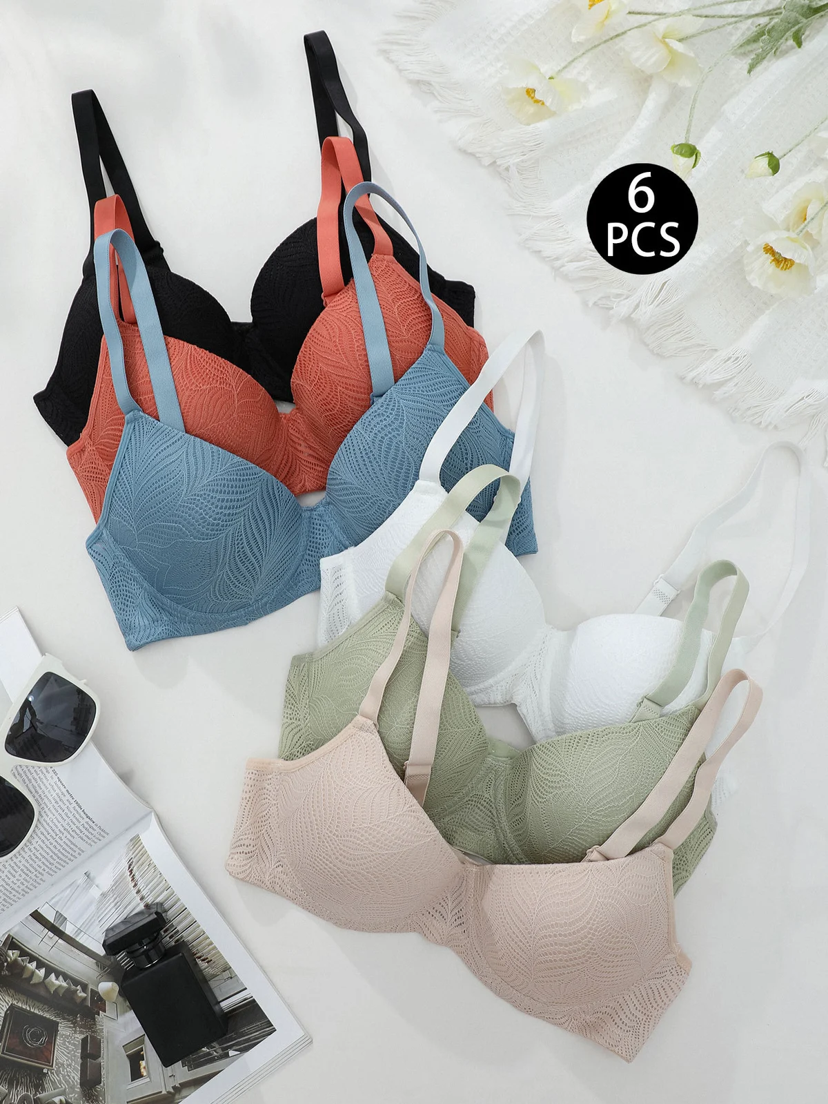 Wholesale Seamless Knitted Lace Breathable Quick Dry Push-Up Wire-Free Plus Size Sports Lingerie Bra Adjustable Straps Solid