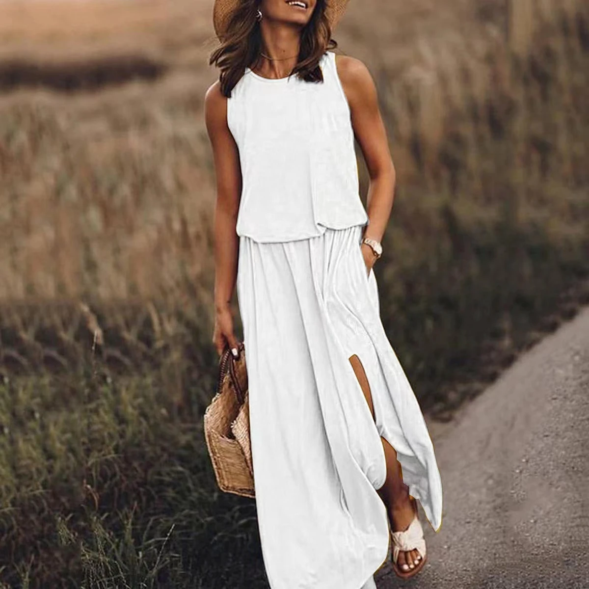 2026 Summer Solid Color Slash Neck High Waist Eco-Friendly Breathable Yoga Jumpsuit With Lantern Split