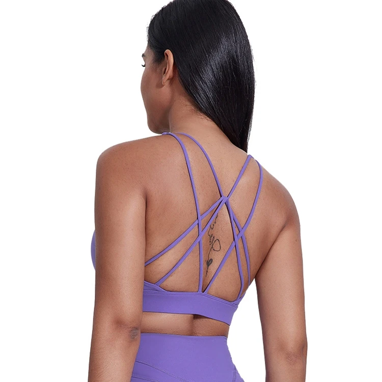 New Women's Seamless Cross-back Yoga Sports Bra Ultra Comfortable Fitness Vest Padded Bra for Running & Workout