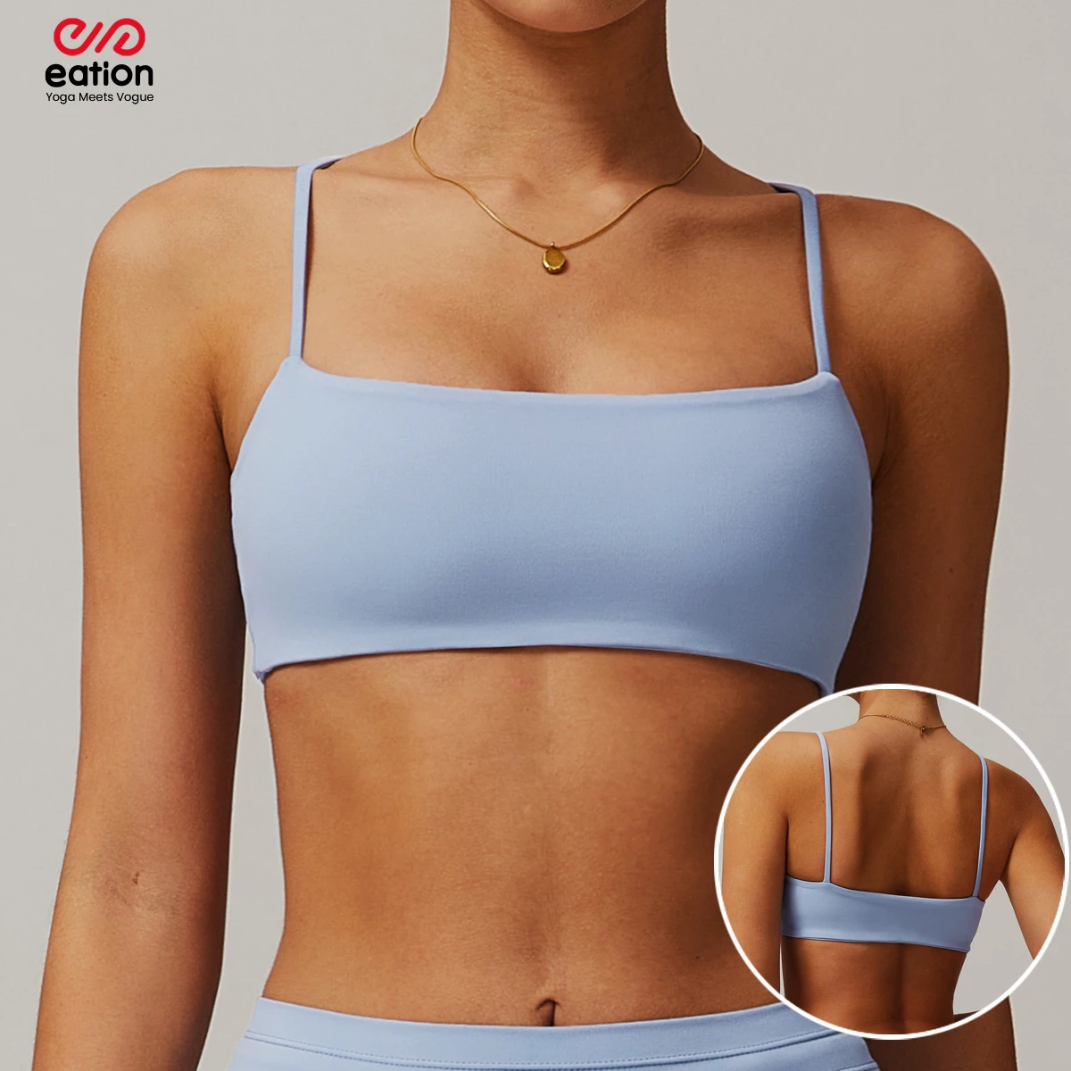 Women's Sports Bras Spaghetti Strap Sports Bra Nylon Spandex Removable Pads Wireless Yoga Bra Gym Workout Top Fitness Yoga Wear