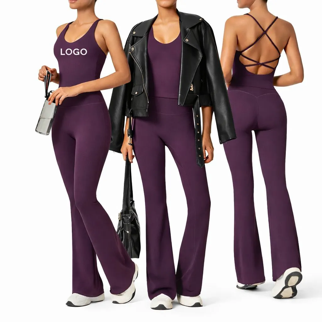 Women's Solid Seamless Ruched 2-Piece Yoga Set High Waist Active Stretch Backless Fitness & Running Sportswear