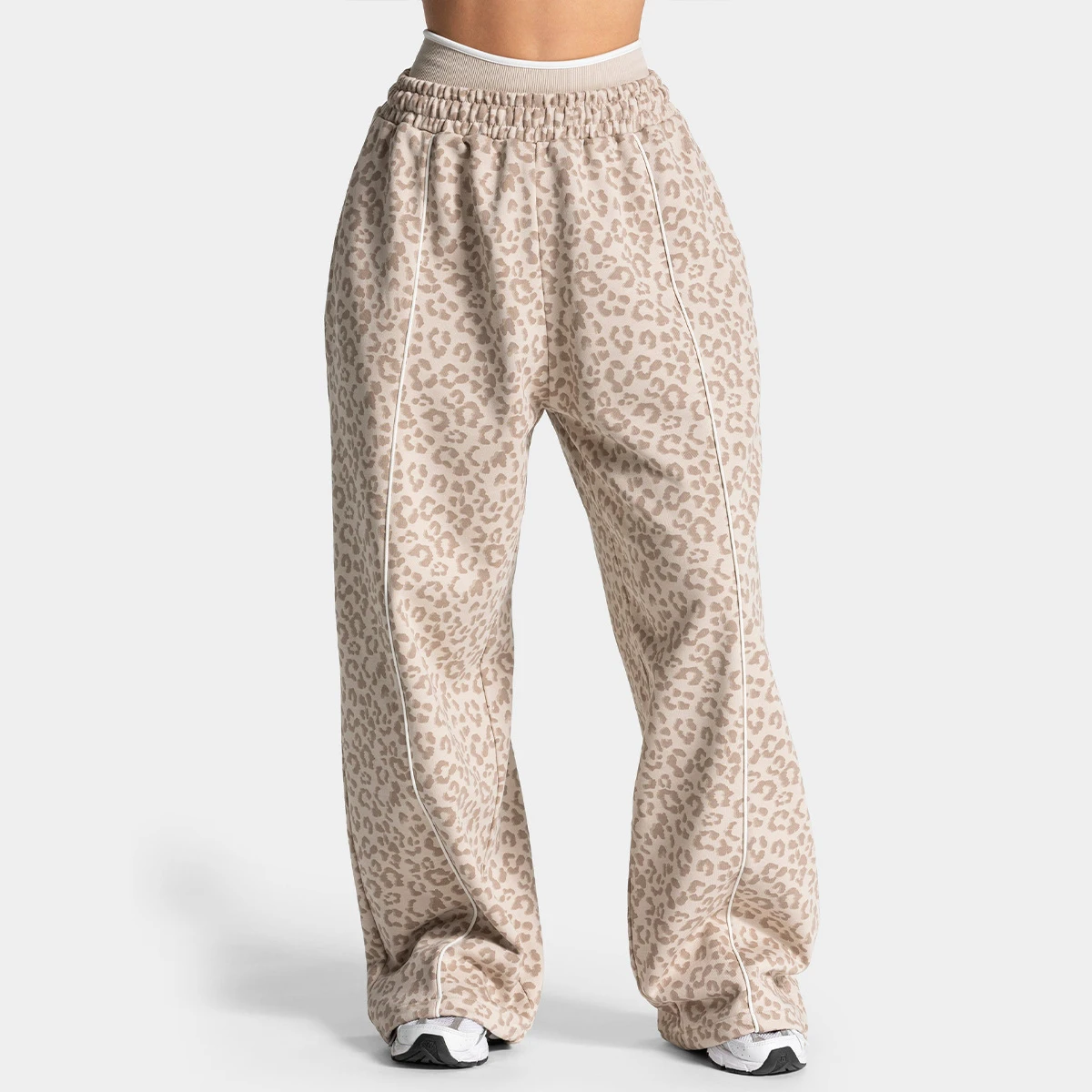 Women's High Waist Four-Way Stretch Lightweight Breathable Quick Dry Seamless Leopard Sports Pants for Outdoor Yoga