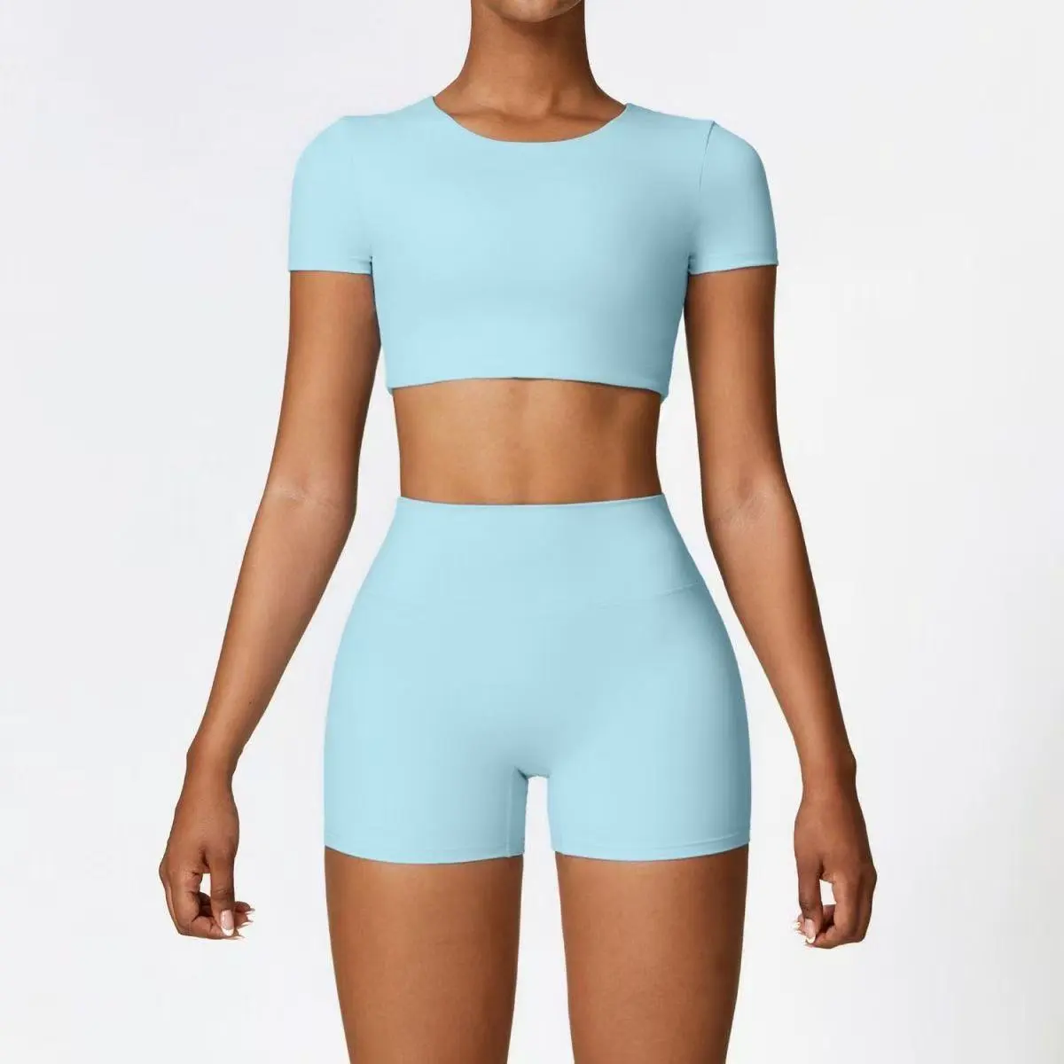 Women's Plus Size Strapless High Waist Solid Yoga Shorts Bra Set Comfortable Compression Stretch Design Non-Front Seam
